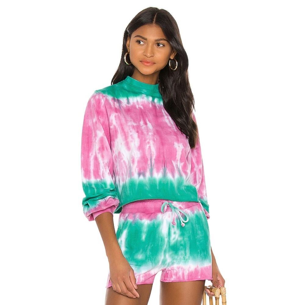 Beach Riot Ava Sweatshirt in Teal/Azalea Size S